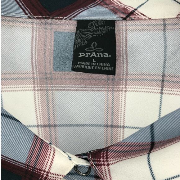 Prana Nautical Plaid Snap Front Flit Maxi Shirt Womens L - Picture 6 of 11